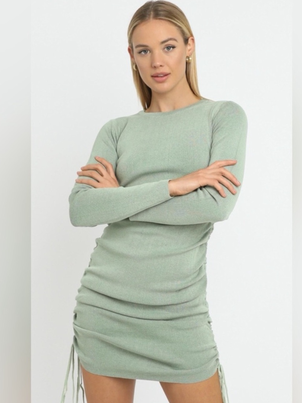 Lioness Military Mind’s Long Sleeve Ruched Mini Dress Size XS
